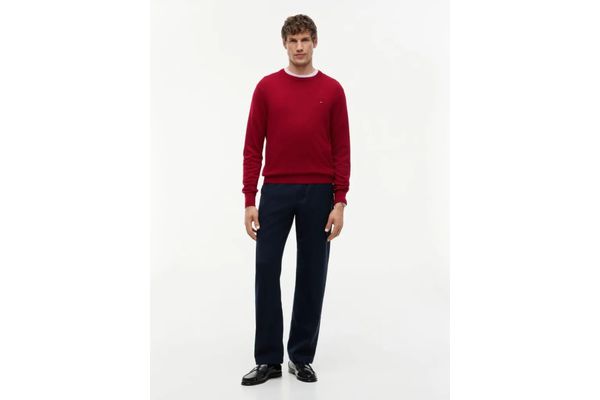 Men's Red PIMA ORG CTN CASHMERE CREW NECK JUMPER Tommy Hilfiger MW0MW28046-XIT