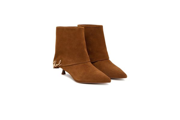 Γυναικεία Δερμάτινα Pasha Μποτάκια Καφέ Karl Lagerfeld KL30142-533-Mid Brown Suede