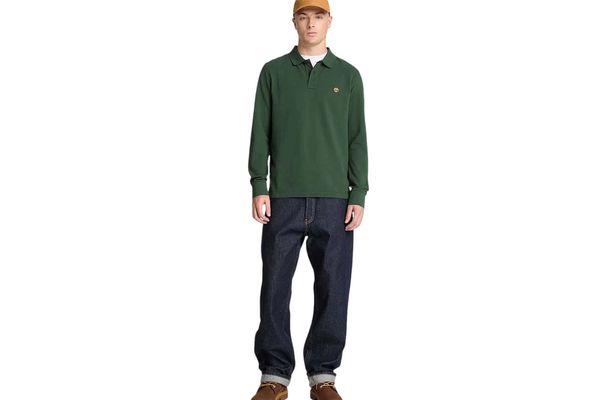 Men's Green LS Pique Polo Timberland TBC0YHBE-398