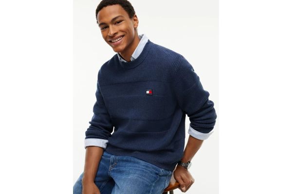 Men's Navy Blue TJM REG TEXTURED SWEATER Tommy Jeans DM0DM23571-D1B