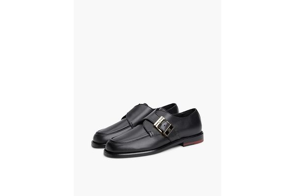 Men's Black Leather TH BUCKLE MOX TOE LOAFERS Tommy Hilfiger FW0FW09536-BDS