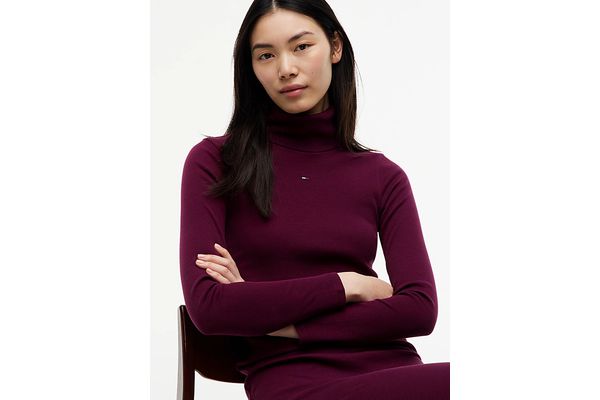 Women's Calypso Berry TJW TURTLENECK  BODYCON MIDI DRESS Tommy Jeans DW0DW23320-V11