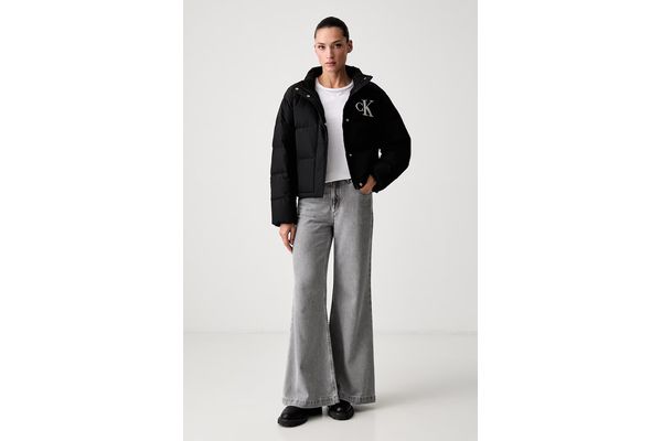 Women's Black Belted Midweight Puffer Jacket Calvin Klein LV047H507G-UB1
