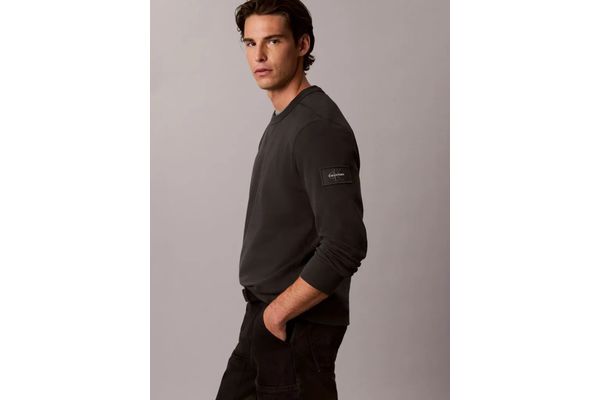 Men's Pirate Black Ls EU 350Terry Badge Cn Sweatshirt Calvin Klein LV04RJ200G-8MN