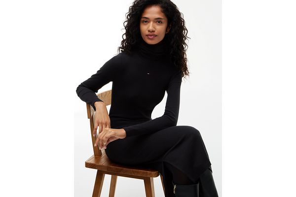 Women's Black TJW TURTLENECK  BODYCON MIDI DRESS Tommy Jeans DW0DW23320-BDS