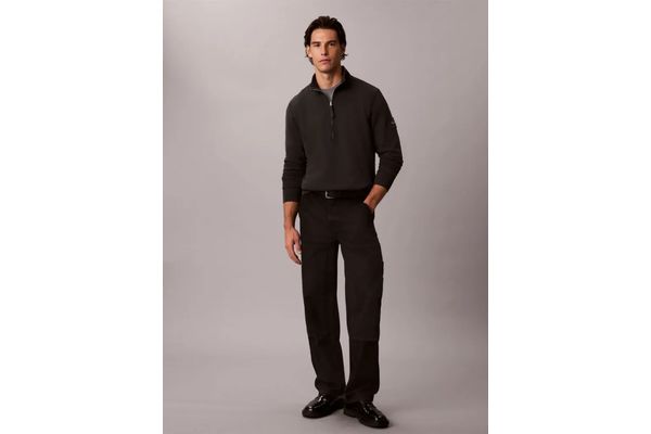 Men's Pirate Black Ls EU 350Terry Badge Qtr Zip Sweatshirt Calvin Klein LV04RJ203G-8MN