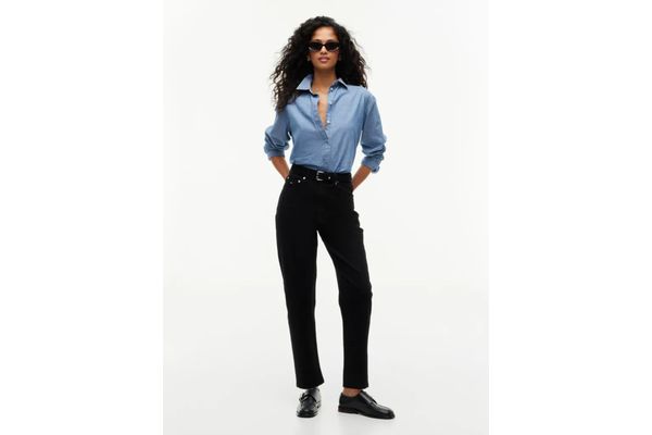 Women's Black 90's Mom High Tapered Di4187 Tommy Jeans DW0DW23569-1BZ