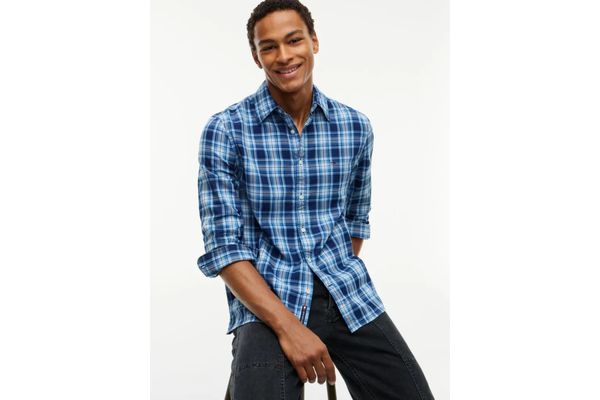 Men's Blue TJM REG DOBBY CHECK SHIRT Tommy Jeans DM0DM23721-0YM