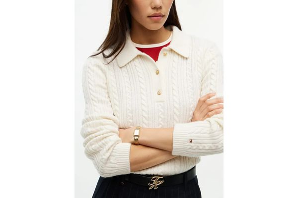 Γυναικείο Polo Πουλόβερ Εκρού Tommy Hilfiger WW0WW52222-Z00