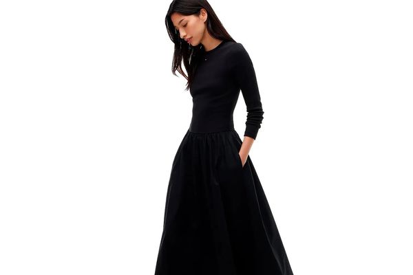 Women's Black TJW RIB POPLIN MIDI LS DRESS EXT Tommy Jeans DW0DW23326-BDS