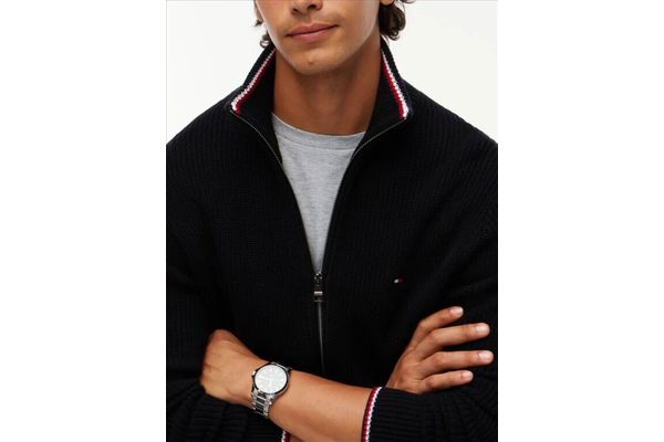 Men's Black RWB RIB ZIP THROUGH CARDIGAN Tommy Hilfiger MW0MW41517-BDS