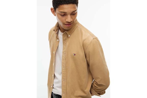 Men's Beige SOLID CORDUROY RF SHIRT Tommy Hilfiger MW0MW40486-ABS