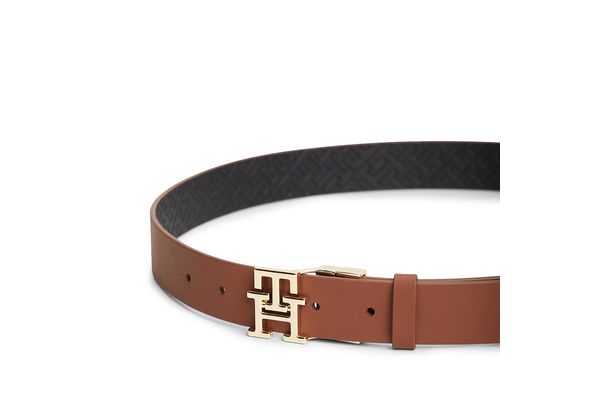 Women's Black/Brown TH LOGO 3.0 MONO REV BELT Tommy Hilfiger AW0AW19140-0GJ
