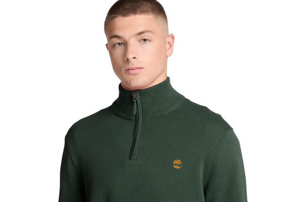 Men's Green Cotton 1/4 Zip Sweater Timberland TBC0YHAY-398