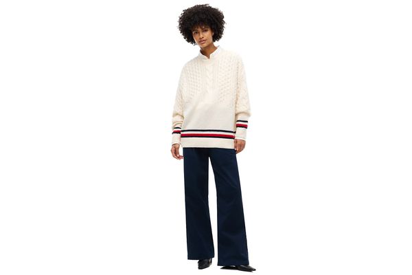 Women's Beige Tjw Ovs Placement Cable Sweater Tommy Jeans DW0DW23353-AEF