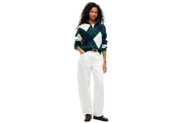 Women's Green Tjw Fluffy Quarter Zip Sweater Tommy Jeans DW0DW23351-MCD