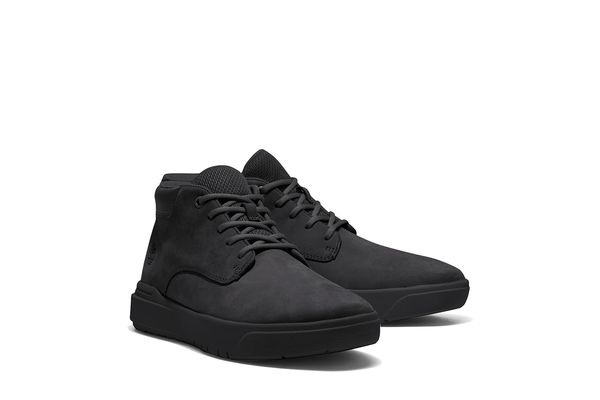 Men's Black Leather Seneca Bay Mid Lace Up Sneaker Timberland TB0A5S5M-015