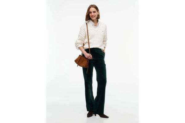 Women's Green Velvet Slim Bootcut Pants Tommy Hilfiger WW0WW52201-LZP