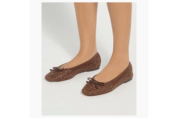 Women's Brown Leather Heat Ballet Pumps Dune London 0075510780013853-BROWN