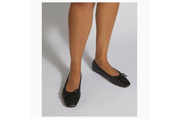 Women's Black Leather Heat Ballet Pumps Dune London 0075510780013484-BLACK