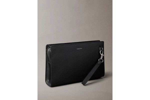 Men's Black Leather Refined Emblem Mix Pouch W/ Hand Calvin Klein LV04D1369G-UB1