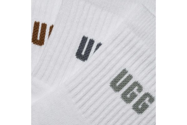 Women's White Quinlin Logo Quarter 3 Pack Socks UGG 1181412-SMYB