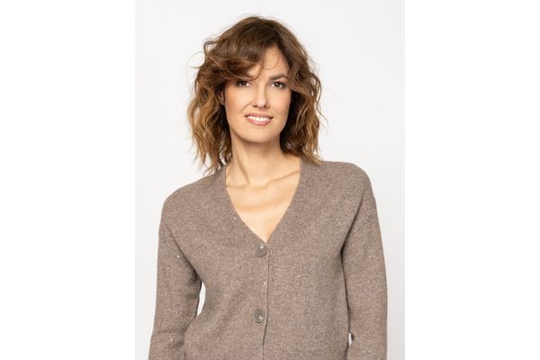 Women's Brown Hildy Knitted Cardigan Heavy Tools T90002-SMOKE