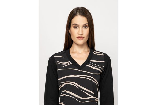 Women's Black Calishaw26 Longsleeve T-shirt Heavy Tools T15056-WAVE