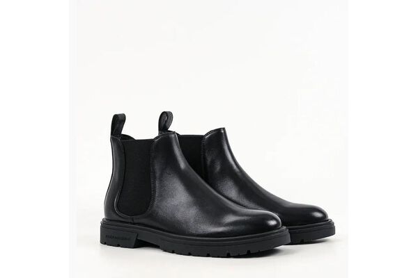Men's Black Leather KOBY LUG Chelsea Boot Karl Lagerfeld KL11836-000 Black