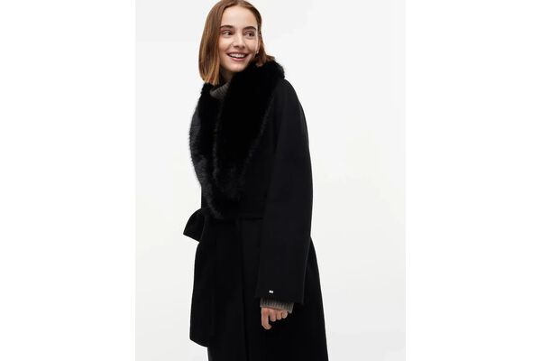 Women's Black Df Wool Reg Belted Coat Tommy Hilfiger WW0WW51105-BDS