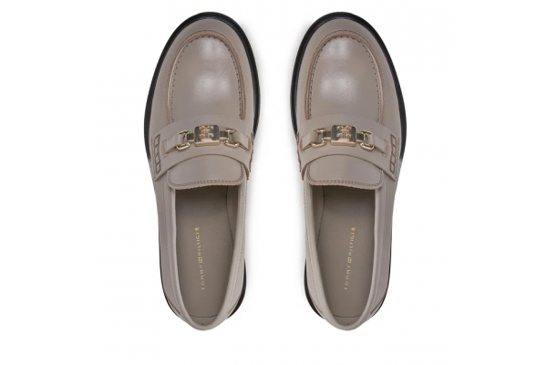Women's Grey Leather TH Hardware Loafer Tommy Hilfiger FW0FW07765-PKB
