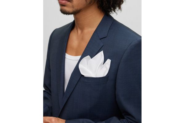 Men's White Pocket Square Stefano Mario 0780-WHITE