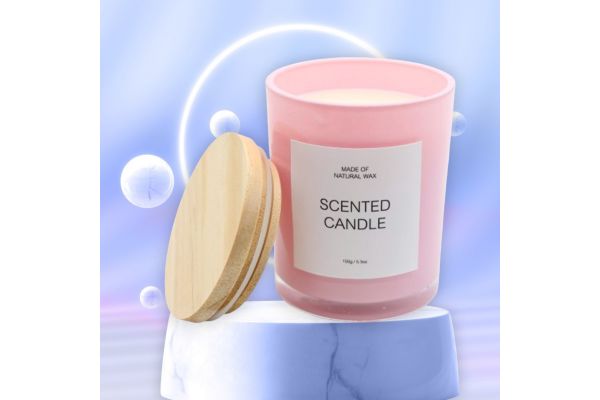 7x8,5cm Scented Soy Wax Candle With Wooden Lid with Scent Musk