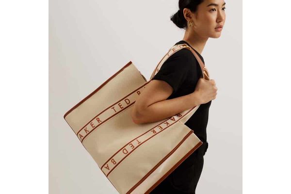 Women's Ecru Georjey Branded Webbing Canvas Bag Ted Baker 261689-NATURAL