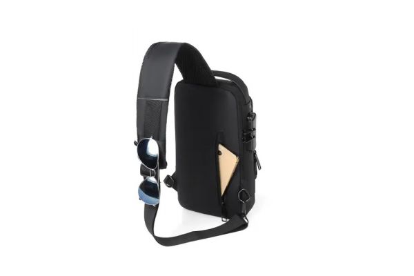 Men's Black Waterproof Crossbody Sling Bag Usb Osso SLING10-BLACK