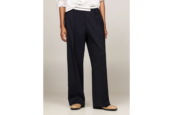 Women's Navy Blue Rwb Prep Wide Leg Crossed Pant Tommy Hilfiger WW0WW42229-DW5